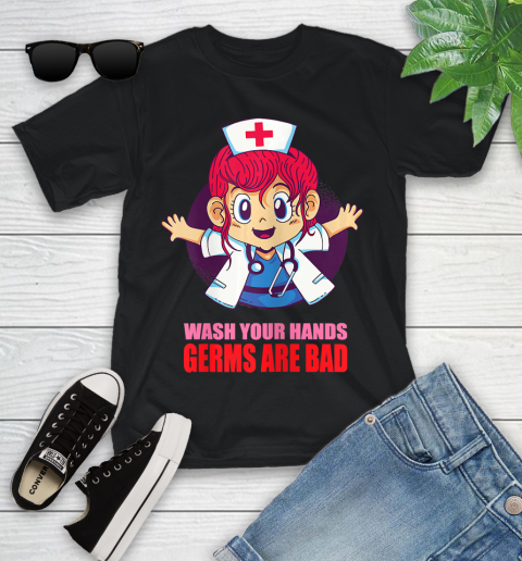 Nurse Shirt Wash Your Hands Germs Are Bad Nurse Cartoon girl 2020 T Shirt Youth T-Shirt