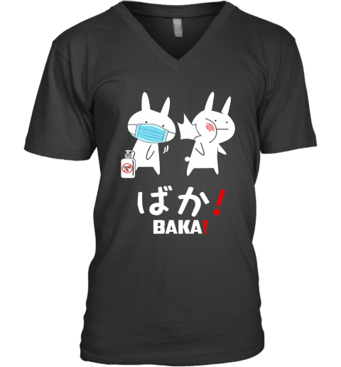 Anime Baka Rabbit Slap Mask Covid 19 V-Neck T-Shirt
