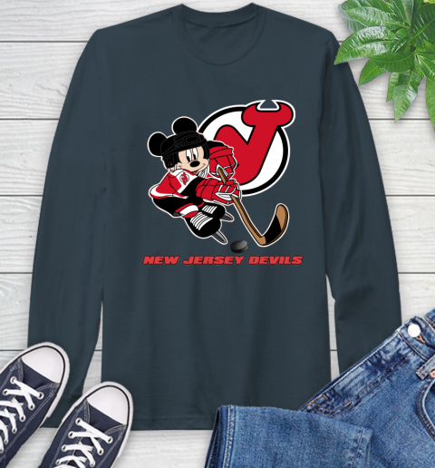 NHL New Jersey Devils Mickey Mouse Disney Hockey T Shirt Long Sleeve T-Shirt 8