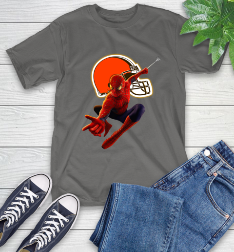 NFL Spider Man Avengers Endgame Football Cleveland Browns T-Shirt 9
