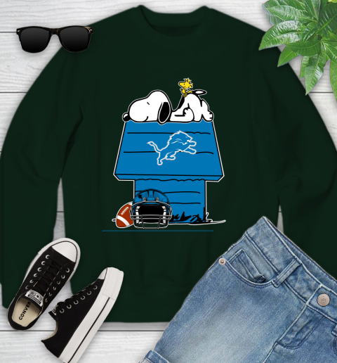 Detroit Lions NFL Football Snoopy Woodstock The Peanuts Movie Youth Sweatshirt 10