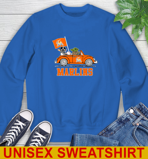 MLB Baseball Miami Marlins Darth Vader Baby Yoda Driving Star Wars Shirt Sweatshirt 9