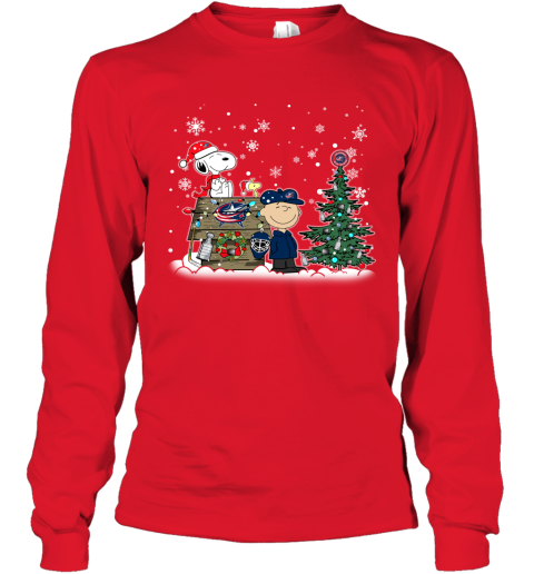 NHL Columbus Blue Jackets Snoopy Charlie Brown Woodstock Christmas Stanley Cup Hockey T Shirt NZq47A7XyCJ long sleeve tee 14 95 151514 front red