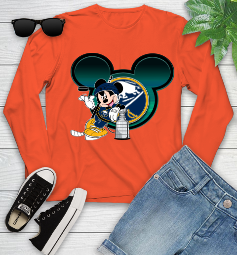 NHL Buffalo Sabres Stanley Cup Mickey Mouse Disney Hockey T Shirt Youth Long Sleeve 4