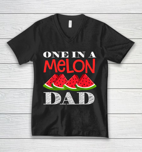 Father's Day Funny Gift Ideas Apparel  Mens One in a Melon Dad Mom Watermelon Matching Family T Shi V-Neck T-Shirt
