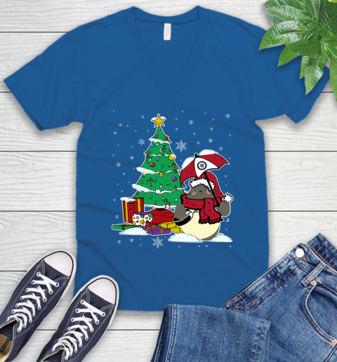 Winnipeg Jets NHL Hockey Cute Tonari No Totoro Christmas Sports V-Neck T-Shirt 5