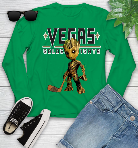 Vegas Golden Knights NHL Hockey Groot Marvel Guardians Of The Galaxy Youth Long Sleeve 6