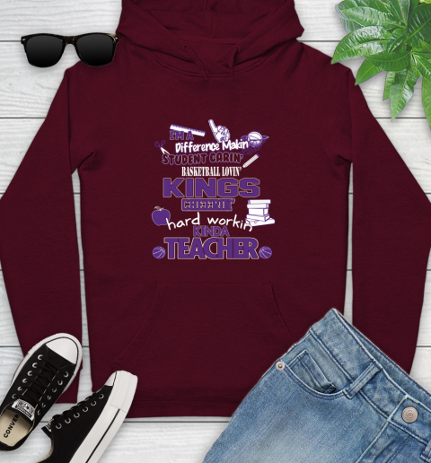Sacramento Kings NBA I'm A Difference Making Student Caring Basketball Loving Kinda Teacher Youth Hoodie 7