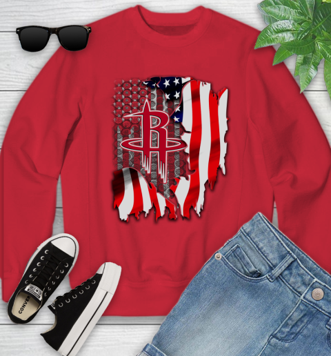Houston Rockets NBA Basketball American Flag Youth Sweatshirt - Image 9