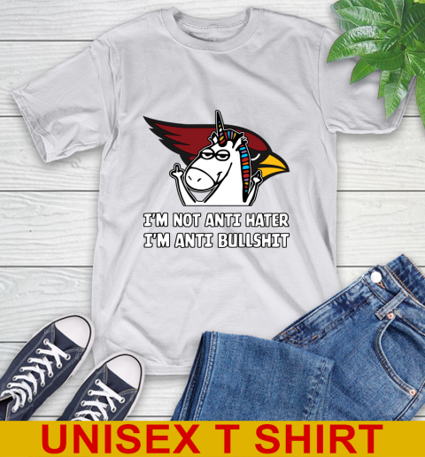 Arizona Cardinals NFL Football Unicorn I'm Not Anti Hater I'm Anti Bullshit T-Shirt 12