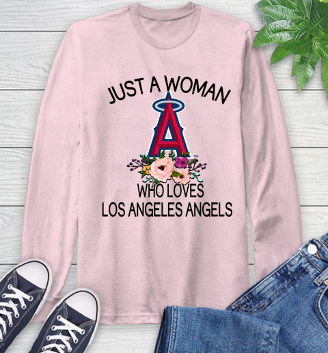 MLB Just A Woman Who Loves Los Angeles Angels Baseball Sports Long Sleeve T-Shirt 8
