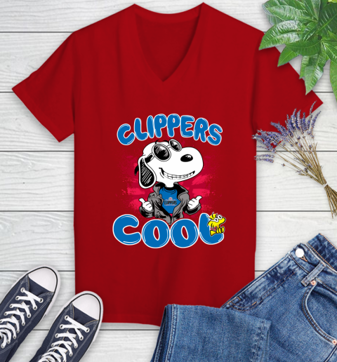 NBA Basketball LA Clippers Cool Snoopy Shirt Women's V-Neck T-Shirt 8