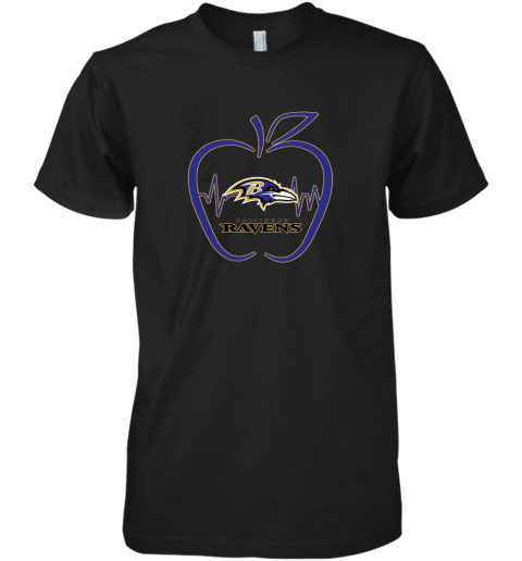 Apple Heartbeat Teacher Symbol Baltimore Ravens Premium Men's T-Shirt