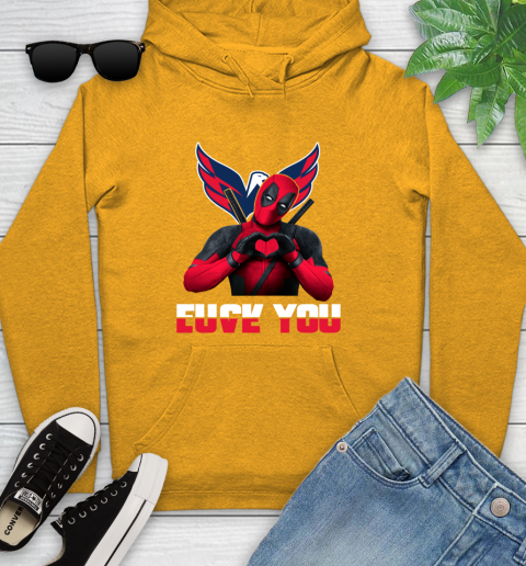 NHL Washington Capitals Deadpool Love You Fuck You Hockey Sports Youth Hoodie 2