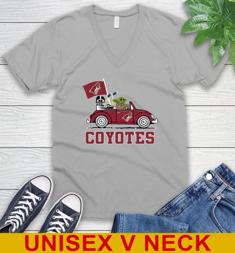 NHL Hockey Arizona Coyotes Darth Vader Baby Yoda Driving Star Wars Shirt V-Neck T-Shirt 4