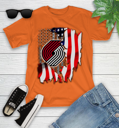 Portland Trail Blazers NBA Basketball American Flag Youth T-Shirt 9