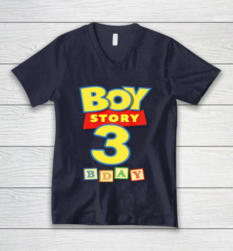Toy Blocks Boy Story 3 Year Old Birthday V Neck T Shirt Tee For