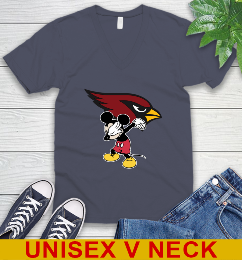 Arizona Cardinals NFL Football Dabbing Mickey Disney Sports V-Neck T-Shirt 8