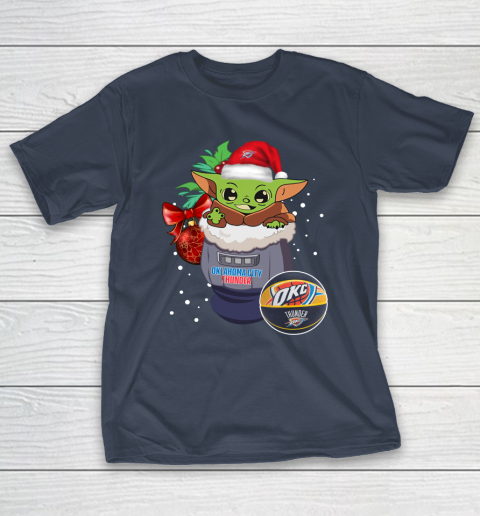 Oklahoma City Thunder Christmas Baby Yoda Star Wars Funny Happy NBA T-Shirt 5