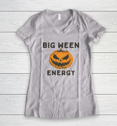 Halloween Pumpkin Head Big Ween Energy Spooky Women's V-Neck T-Shirt