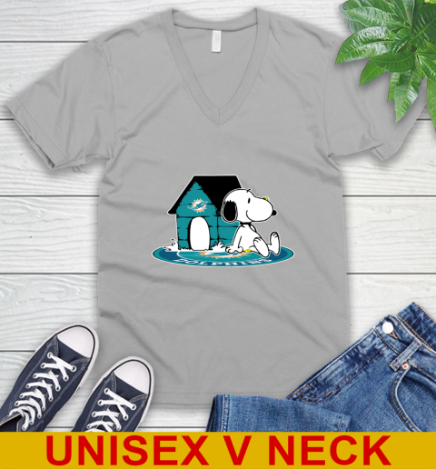 NFL Football Miami Dolphins Snoopy The Peanuts Movie Shirt V-Neck T-Shirt 4
