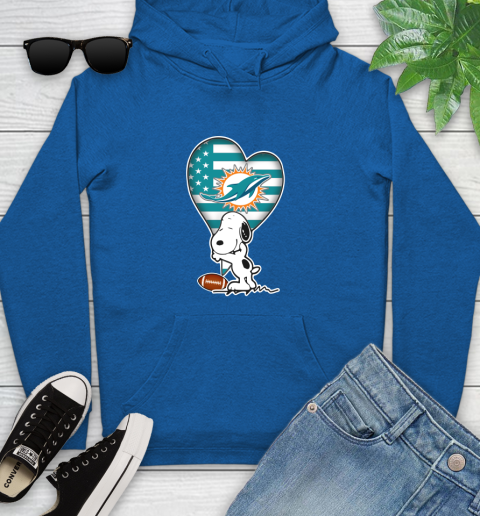 Miami Dolphins NFL Football The Peanuts Movie Adorable Snoopy Youth Hoodie 9