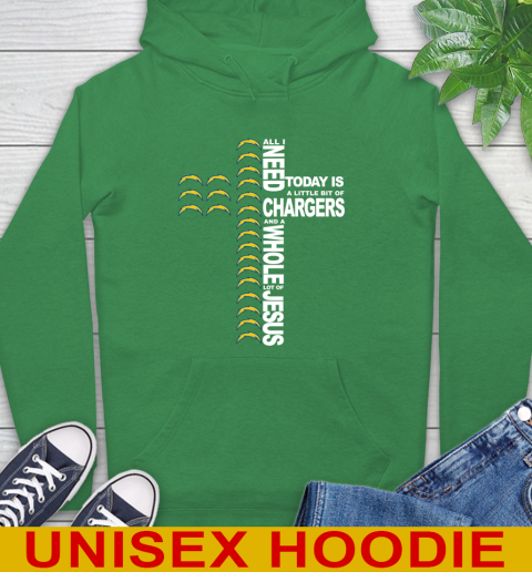 NFL All I Need Today Is A Little Bit Of Los Angeles Chargers Cross Shirt Hoodie 8