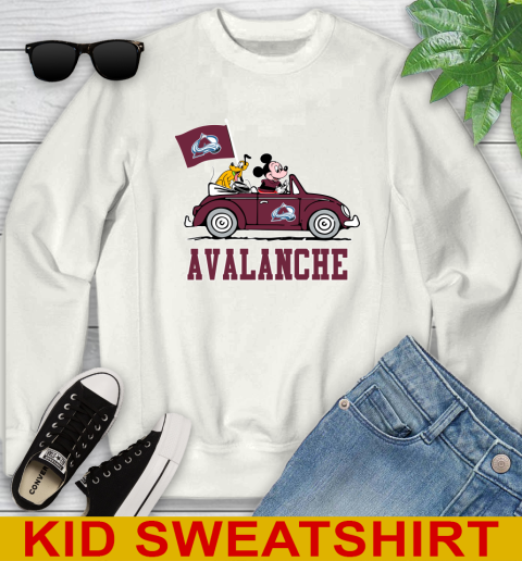 NHL Hockey Colorado Avalanche Pluto Mickey Driving Disney Shirt Youth Sweatshirt