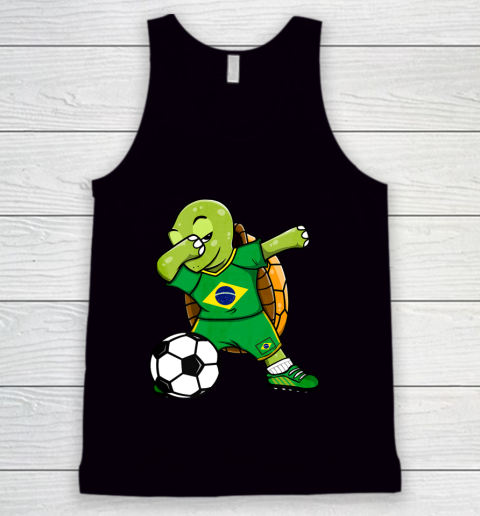 Dabbing Turtle Brazil Soccer Fans Jersey Brazilian Football Tank Top