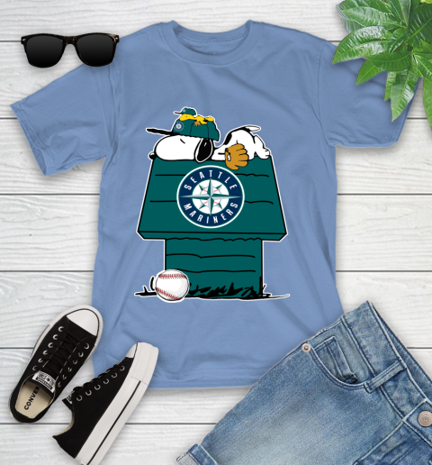 MLB Seattle Mariners Snoopy Woodstock The Peanuts Movie Baseball T Shirt Youth T-Shirt 11