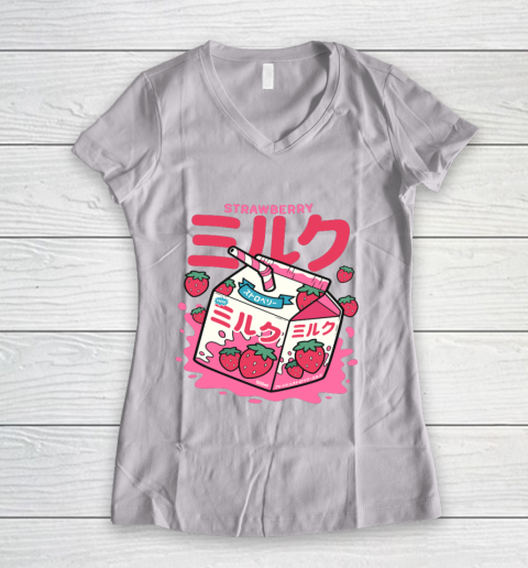 Strawberry Milk Straw Women's V-Neck T-Shirt | Tee For Sports