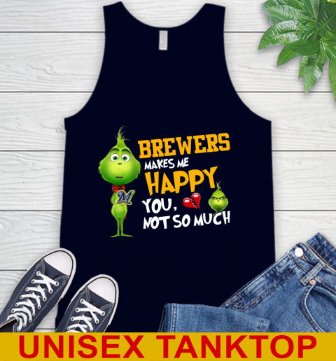 MLB Milwaukee Brewers Makes Me Happy You Not So Much Grinch Baseball Sports Tank Top 2