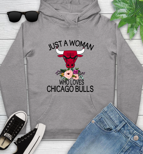 NBA Just A Woman Who Loves Chicago Bulls Basketball Sports Youth Hoodie 4