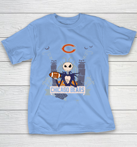 NFL Chicago Bears Football Jack Skellington Halloween Youth T-Shirt 8