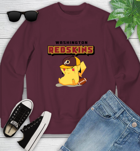 NFL Pikachu Football Washington Redskins Youth Sweatshirt 5