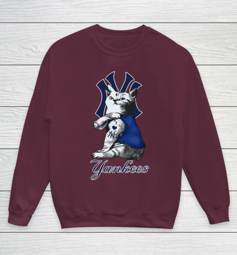 MLB Baseball My Cat Loves New York Yankees Youth Sweatshirt 4