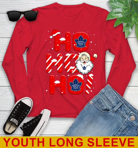 Toronto Maple Leafs NHL Hockey Ho Ho Ho Santa Claus Merry Christmas Shirt Youth Long Sleeve 11