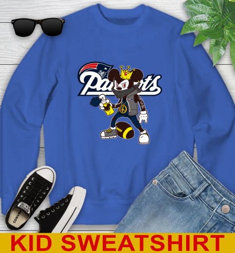 New England Patriots NFL Football Mickey Peace Sign Sports Youth Sweatshirt 7