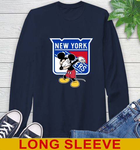 New York Rangers NHL Hockey Dabbing Mickey Disney Sports Long Sleeve T-Shirt 4