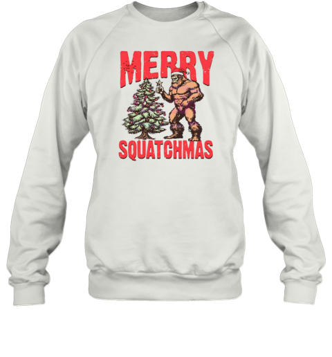 Merry Squatchmas Bigfoot Santa hat Christmas Sweatshirt