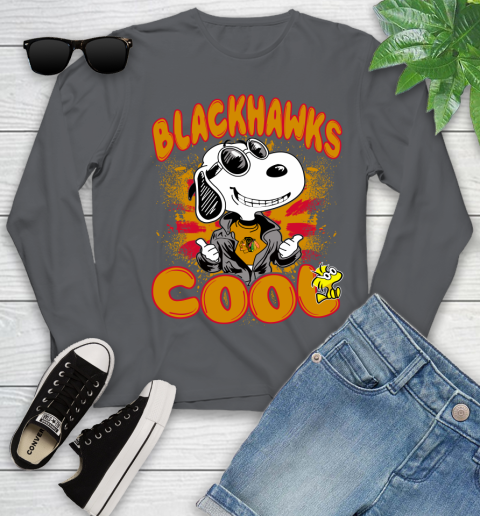 NHL Hockey Chicago Blackhawks Cool Snoopy Shirt Youth Long Sleeve 8