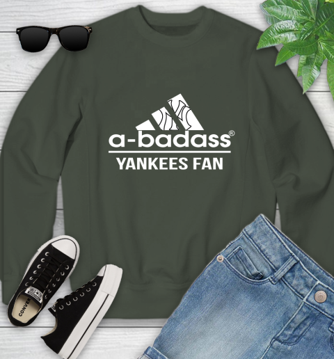 MLB A Badass New York Yankees Fan Adidas Baseball Sports Youth Sweatshirt 9