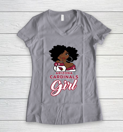 Arizona Cardinals Girl NFL Women's V-Neck T-Shirt 4