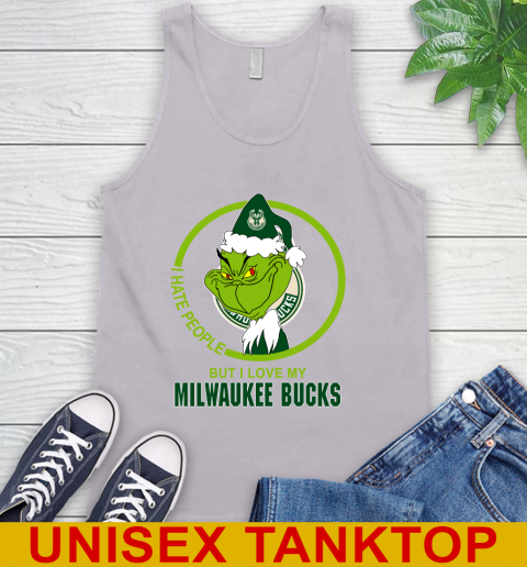 Milwaukee Bucks NBA Christmas Grinch I Hate People But I Love My Favorite Basketball Team Tank Top 4