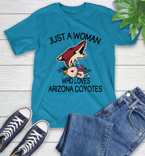 NHL Just A Woman Who Loves Arizona Coyotes Hockey Sports T-Shirt 7