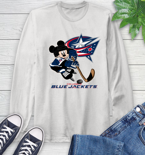 NHL Columbus Blue Jackets Mickey Mouse Disney Hockey T Shirt Long Sleeve T-Shirt