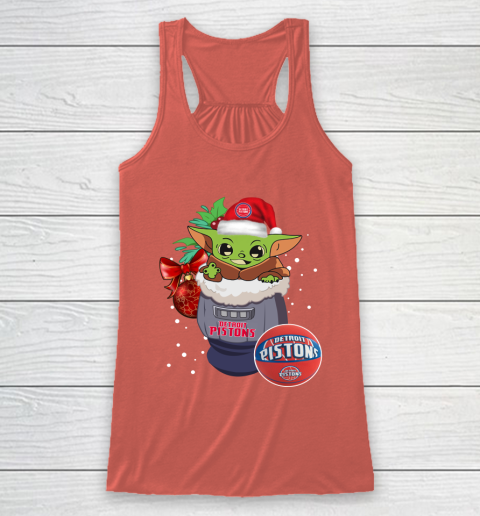 Detroit Pistons Christmas Baby Yoda Star Wars Funny Happy NBA Racerback Tank 4