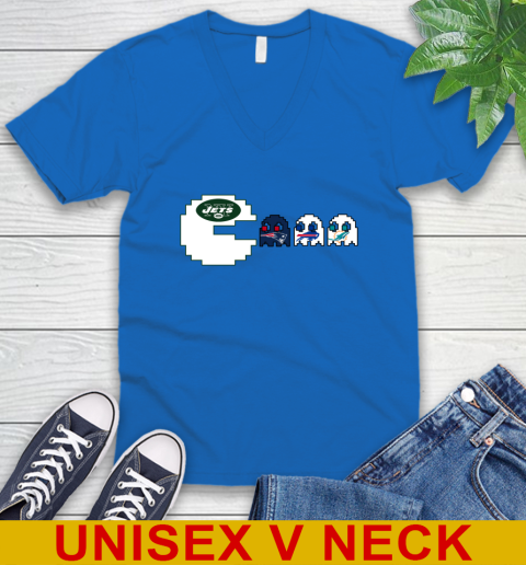 New York Jets NFL Football Pac Man Champion V-Neck T-Shirt 6