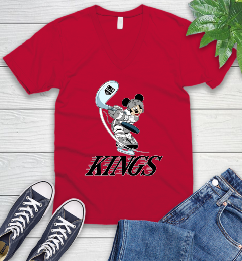 NHL Hockey Los Angeles Kings Cheerful Mickey Mouse Shirt V-Neck T-Shirt 7