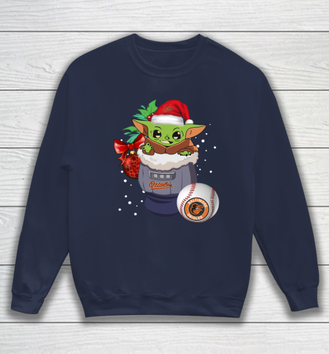 Baltimore Orioles Christmas Baby Yoda Star Wars Funny Happy MLB Sweatshirt 3